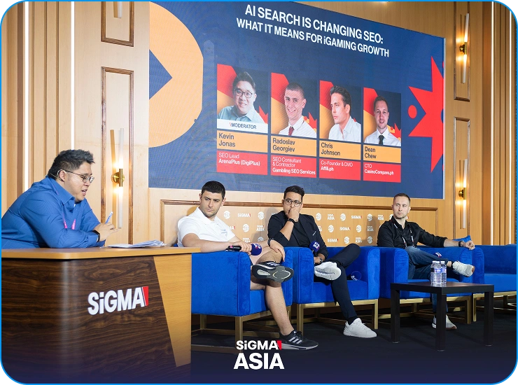 Kevin Jonas speaking at SiGMA Asia panel on AI Search and iGaming SEO